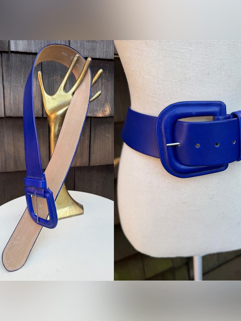 Vintage 80s royal blue belt leather sz M fits 29-32” Nordstrom.